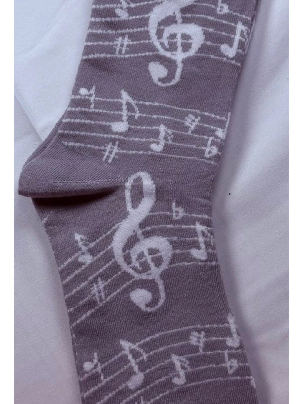 Gray  Music Note Crew Socks - Unbranded